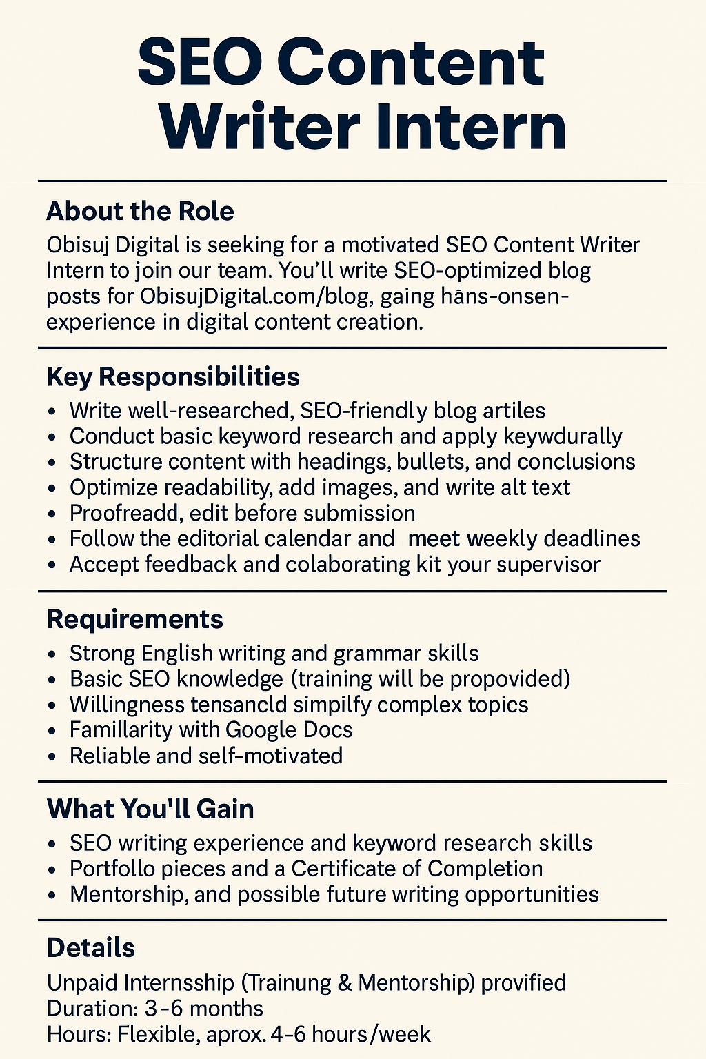 SEO Content Writer (Intern)